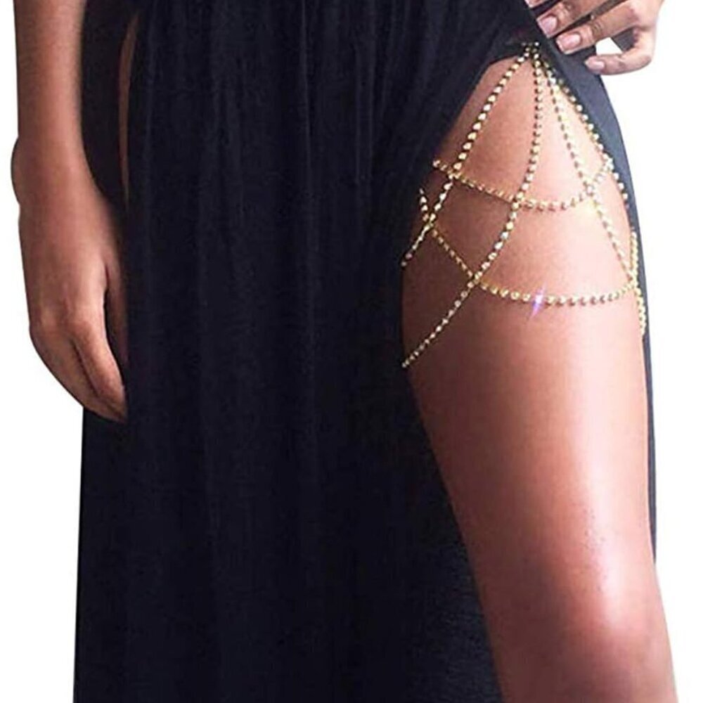 Rhinestone Body Chain Jewelry Leg Thigh Waist Chain for Party Beach Wear